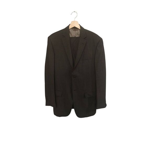 Pronto Uomo Men's Italian Wool Taupe Herringbone 2pcs Suit Size 40L / 34W - Picture 1 of 11